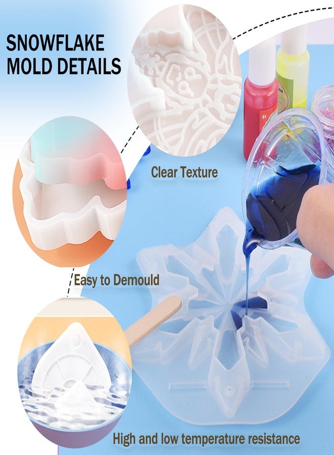 Ceoyiler Christmas Snowflake Resin Molds, 5 Pcs Snowflake Resin Molds for Christmas Decoration DIY Winter Christmas Tree Decoration - Image 2
